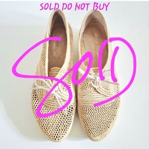 Robert Clergerie Lisa Woven Natural Raffia Wedge Platform Oxford Shoes Size 38